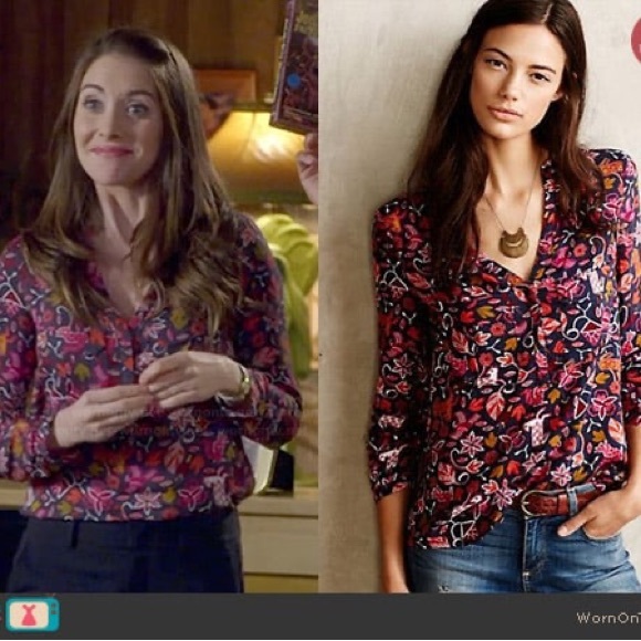 Anthropologie Maeve Multicolor Floral Animal Print Woodsy Blouse